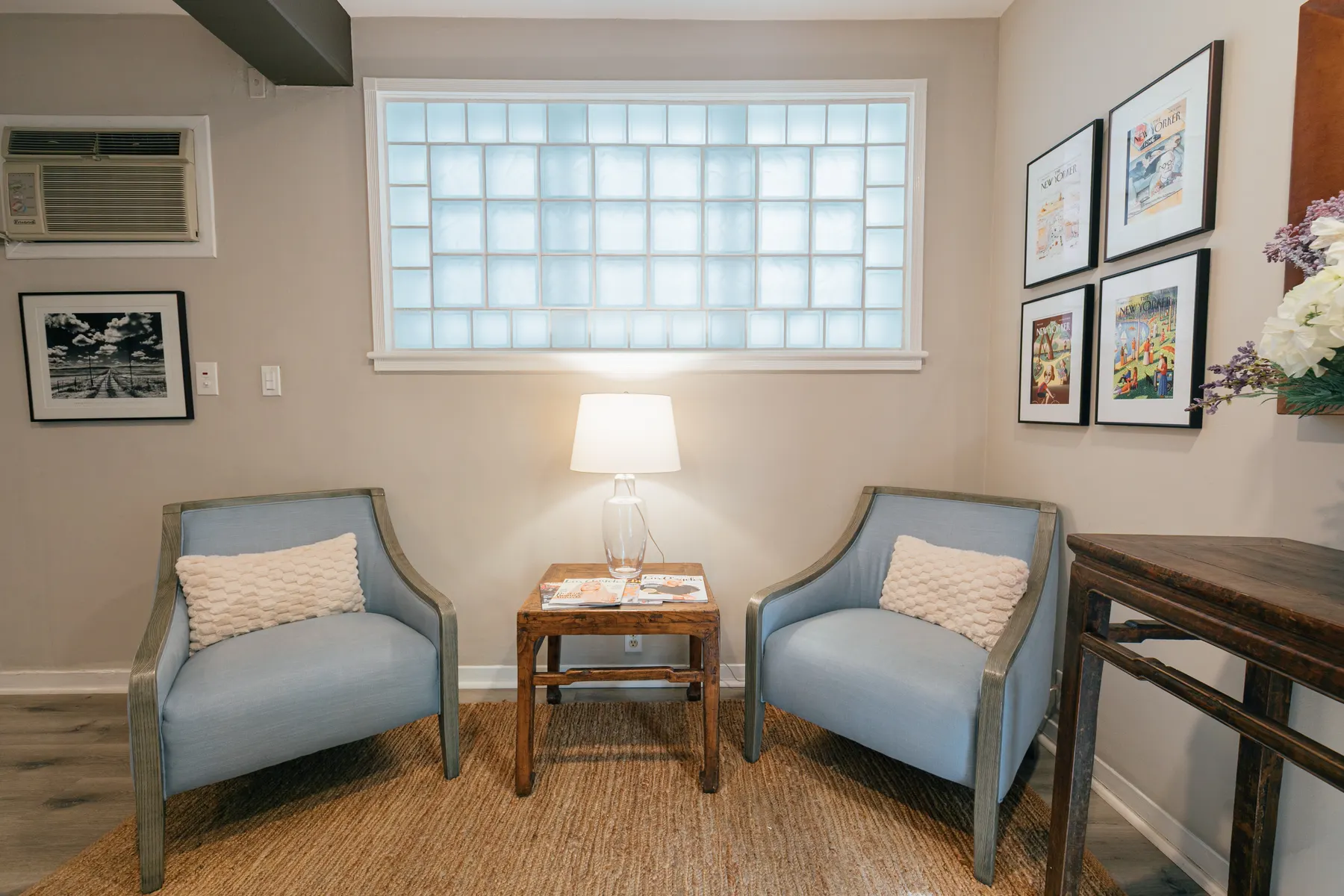 The quiet waiting area of Dr. Mike Mah's Century City office